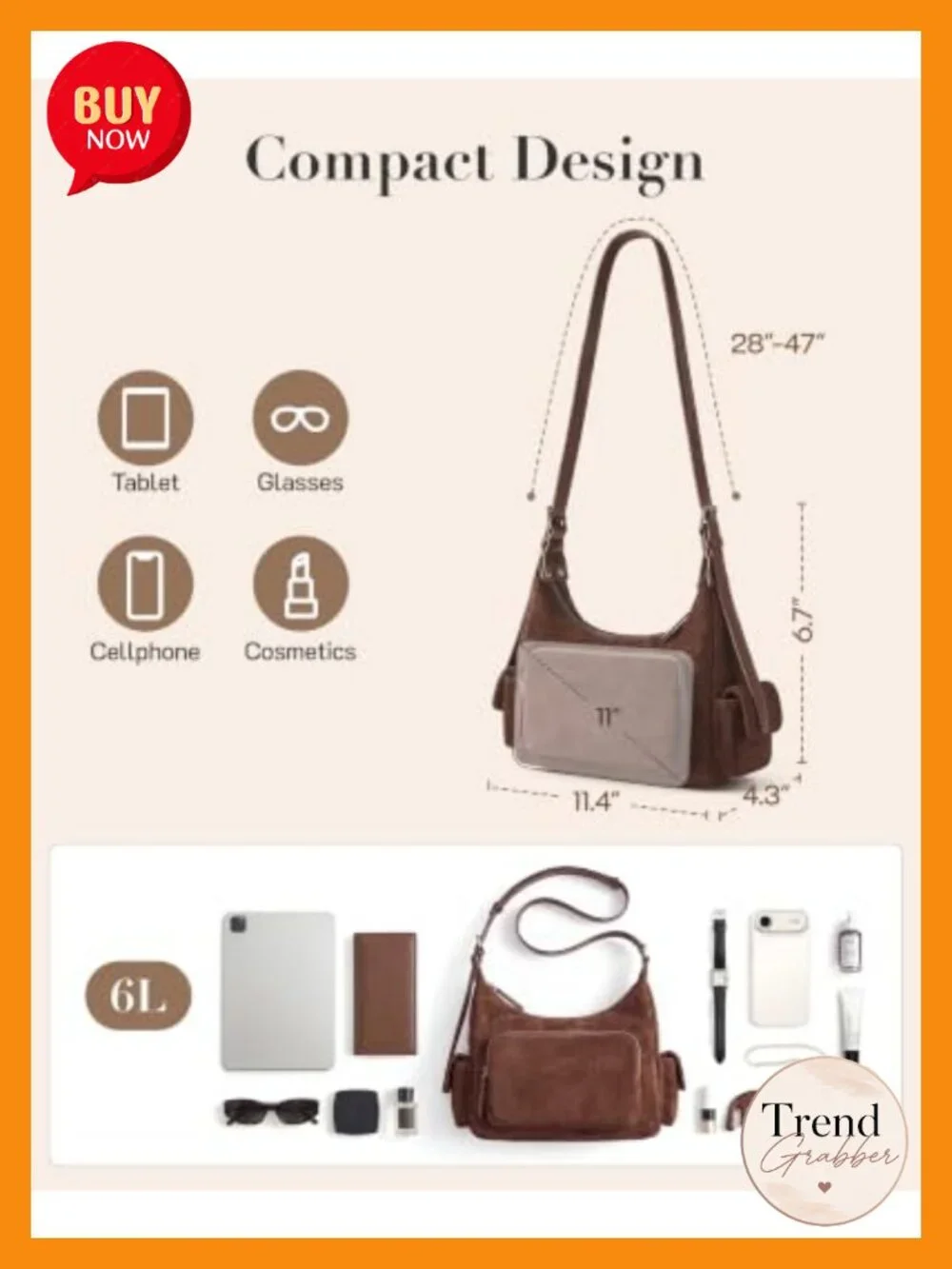 Faux Suede Hobo Shoulder Bag Adjustable Strap Crossbody Travel Purse
